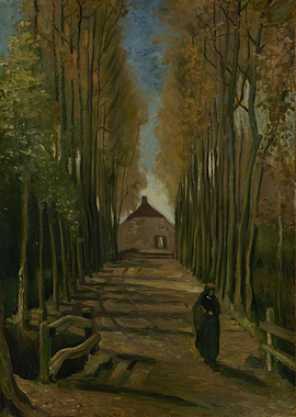 Populierenlaan in de herfs