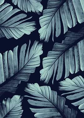 Navy Blue Banana Leaves 3