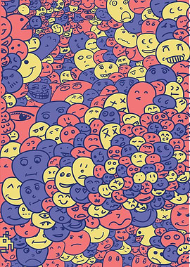 Colorful emoticon doodles