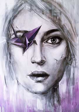 Origami Bird Girl Portrait