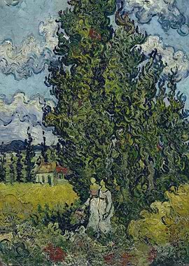 Cypresses and Two Women 1