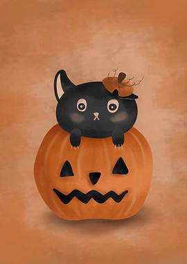 Kitty in the pumpkin