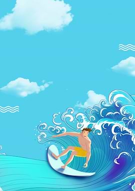 Surfing boy on Surfboard