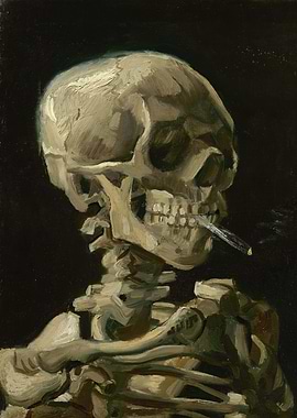 Skull with Burning Cigaret