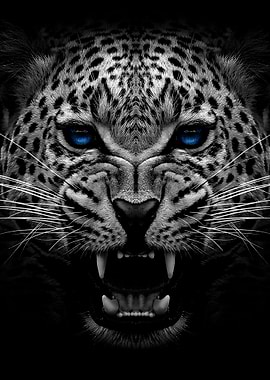 Angry jaguar face poster