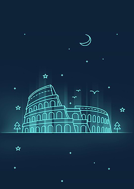 Colosseum Rom Italy neon