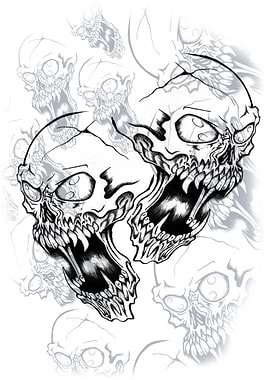 Calavera blanco con negro