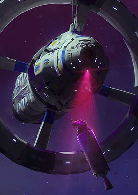 Blue Ship and a Red Car