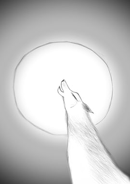 Wolf howling rough sketch