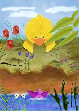 Duck baby over cliff