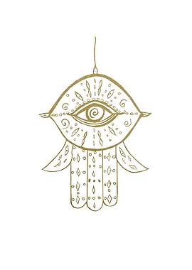 Hamsa Hand Gold White 1