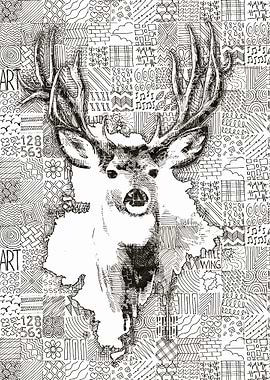 Deer doodle mosaic