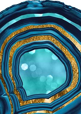 Agate Aqua Blue Gold 1