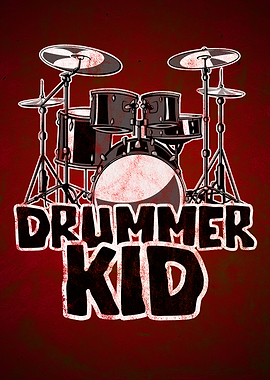 Drummer Kid Drumkit Retro