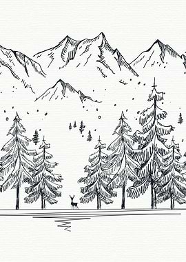 White Mountain and deer