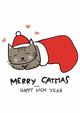 Merry Catmas cat sleeping