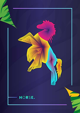 Horse Colorful Line Art