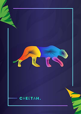 Cheetah Colorful Line Art