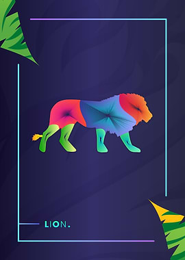 Lion Colorful Line Art