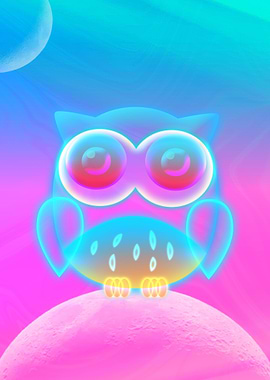 Owl Bird in neon lights