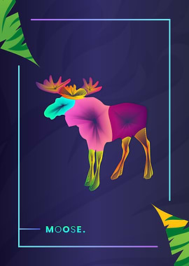 Moose Colorful Line Art