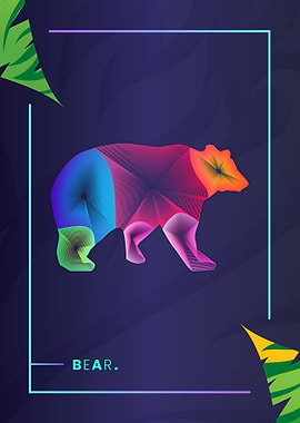 Bear Colorful Line Art