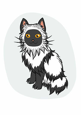 Long hair cat cartoon