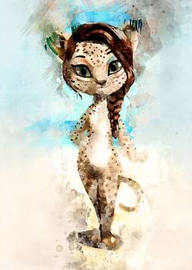jaguar girl watercolor