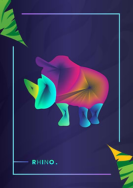 Rhino Colorful Line Art