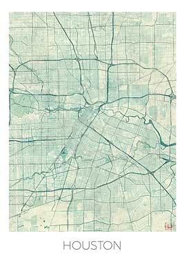 Houston Map Blue