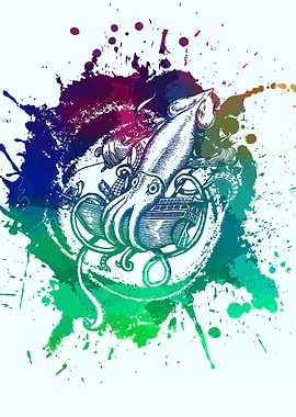 kraken octopus pop art