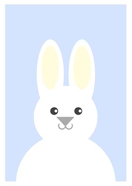 White Bunny On Blue