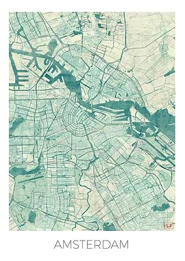 Amsterdam Map Blue