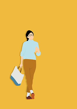 girl walking bringing a ba