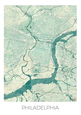 Philadelphia Map Blue