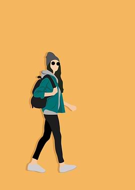 hipster girl walking