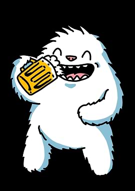 Yeti drinks beer