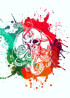 skull octopus art
