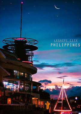 Cyberpunk place by the sea