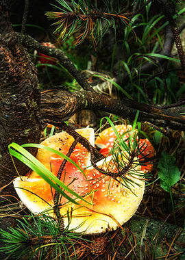 Fly amanita mushroom