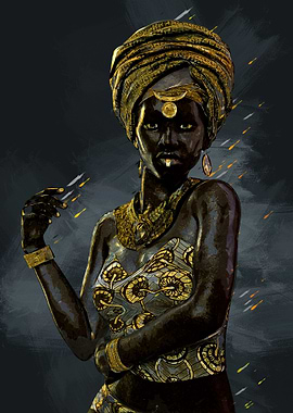 African Girl Black Gold
