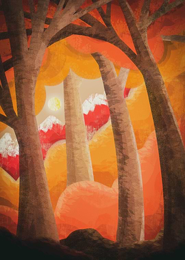 The autumn orange forest
