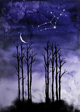 Starry Night and Moon