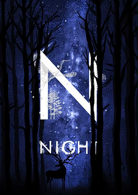 Starry Night and Moon