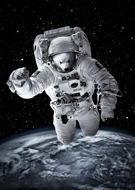 snow bear on space poster