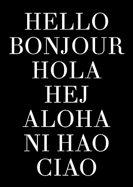Hello Bonjour Hola