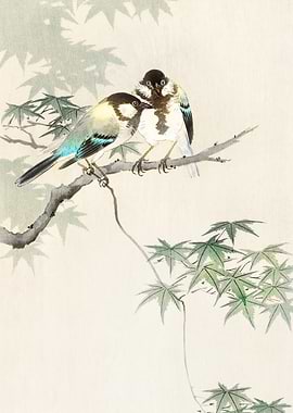 Birds on a Maple tree art