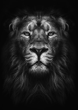 lion king face poster bw