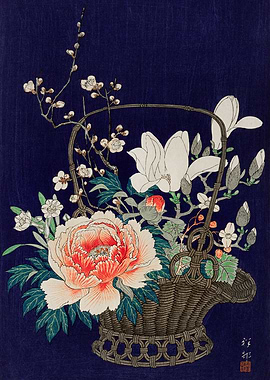 Flower basket woodblock