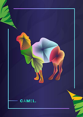 Camel Colorful Line Art